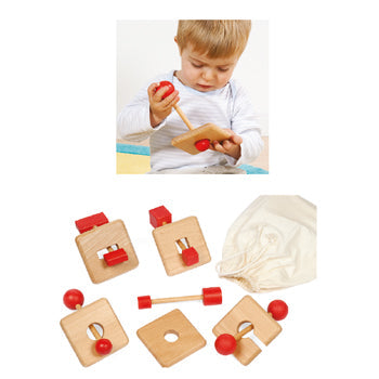 WOODEN LOCK PUZZLES, Set