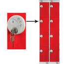 FOUR COMPARTMENT LOCKERS WITH KEY LOCKS, 300 x 450 x 1800mm (w x d x h), Nest of 2 Lockers, Yellow doors