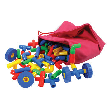 PIPE PIECES WITH WHEELS, Age 3+, Pack of 100 pieces