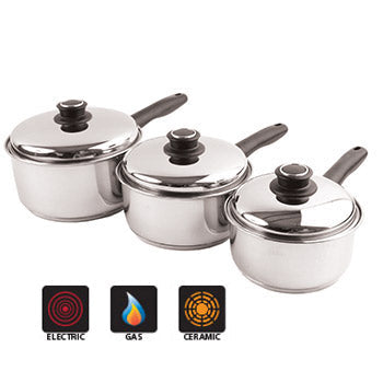 SAUCEPANS, STAINLESS STEEL, Set, Set of 3 pieces