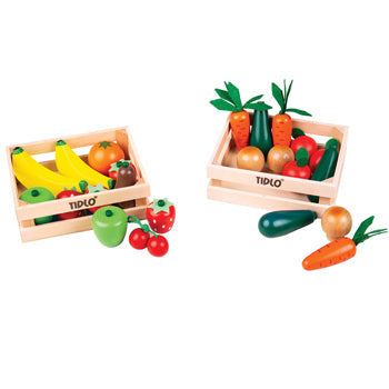 WOODEN FRUIT & VEGETABLES, Age 3+, Set of 24 pieces