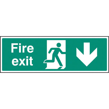 SAFETY SIGNS, FIRE EXIT SIGNS, Self-Adhesive, Arrow Down - Progress down from here, 450 x 150mm, Each