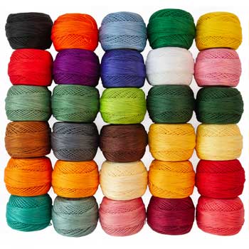 EMBROIDERY THREADS, Anchor Pearl Cotton, General Assortment, 10g Balls, 8 Thickness, Pack of 10