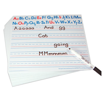 WRITE 'N' WIPE BOARDS, Alphabet and Lined - Flexible, A4, Pack of 30