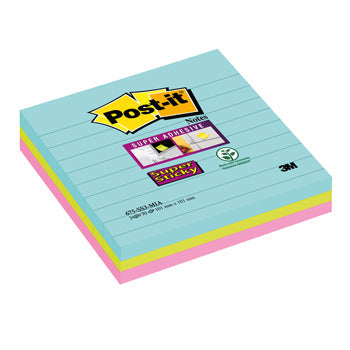POST-IT(R) SUPER STICKY COLOUR NOTES, Miami XL, 101 x 101mm, Pack of 3