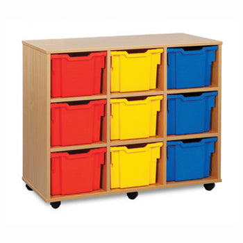 MOBILE EXTRA DEEP TRAY UNIT, MOBILE TRAY UNITS, MOBILE TRAY UNITS, 9 Extra Deep Tray Unit, Maple