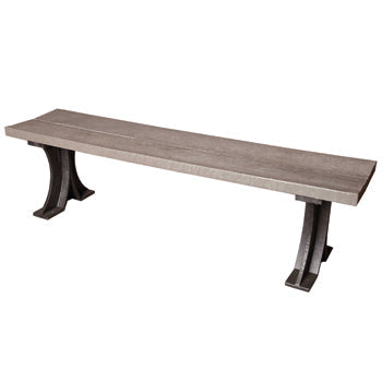 LEISURE BENCH, RECYCLED PLASTIC FURNITURE, Backless Bench, Grey & Black, Each