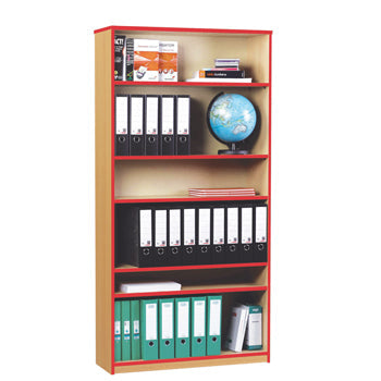 BOOKCASES, COLOURED EDGE RANGE, BOOKCASES, With 1 Fixed and 4 Adjustable Shelves, Red