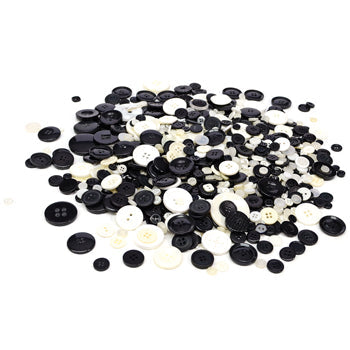 PLASTIC BUTTONS, Black & White, Pack of 500g