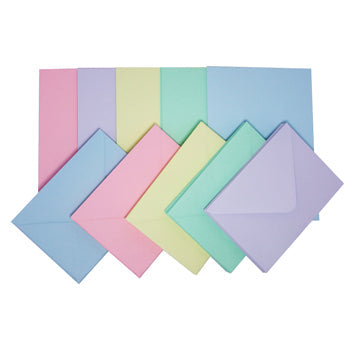 CARD & ENVELOPE PACKS, Pastels Assorted, C6 (114 x 162mm), Pack of 50