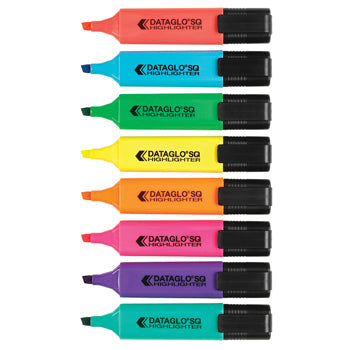 HIGHLIGHTERS, DATAGLO SQ, Assorted, Pack of 8