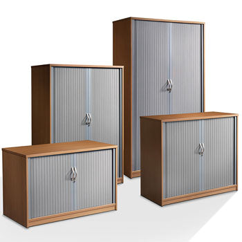 LOCKABLE SIDE OPENING TAMBOUR CUPBOARDS, 720mm height, Beech, EMERGENT CROWN