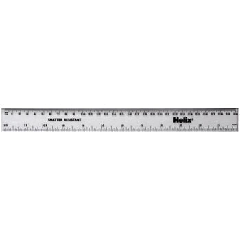 RULER, PLASTIC, 30cm, Clear, Pack of 10