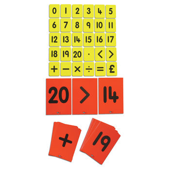 MATHS CARD SETS, 0-20 and Functions, Pupil, 50 x 65mm, Pack of 30 sets