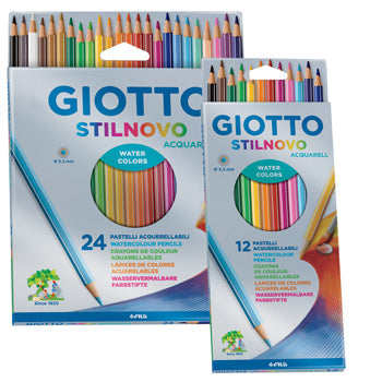 WATER-SOLUBLE COLOURED PENCILS, GIOTTO Stilnovo Acquarell, Assorted Colours, Pack of 24