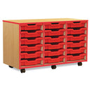 COLOURED EDGE RANGE, MOBILE TRAY UNITS, 3 Column 18 Shallow Tray, Green