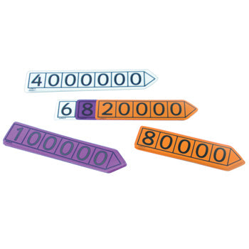 PLACE VALUE ARROWS, DURABLE POLYPROPYLENE, Millions Set, Pack of 6 sets