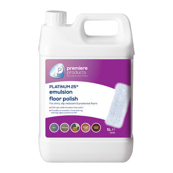 EMULSION FLOOR POLISHES, Platinum 25(R), Premiere Products, Case of 2 x 5 litres