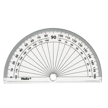 PROTRACTORS - CLEAR PLASTIC, 180 x 1 Degrees, 102mm Graduated, Pack of 10