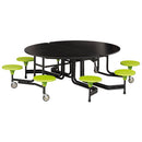 TABLE AND SEATING UNITS, 8 SEAT OVAL GRADUATE TABLE, Table Top Black, Lime Green Seats, 610mm height