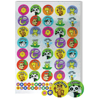 SPARKLY STICKERS, A4 Compilation Animals & Stars, Pack of 621