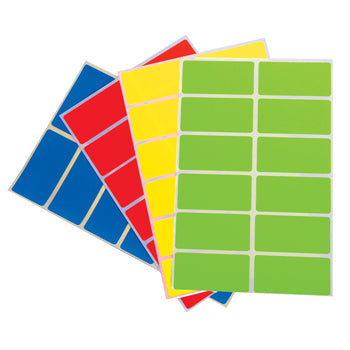 COLOURED SELF-ADHESIVE LABELS, Rectangles, 25 x 50mm, 2 wide, Fluor. Red, Pack of 900