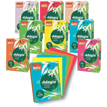 ADAGIO TINTED COPIER PAPER RANGE, VIVID COLOURS, A4  80gsm, Deep Yellow, Box of  5 Reams