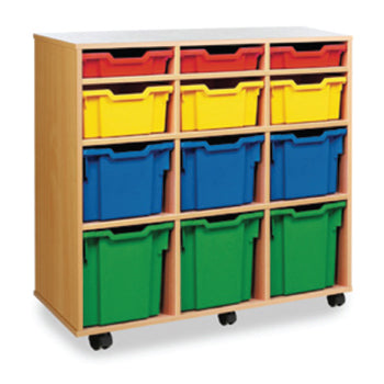 MOBILE TRAY UNITS, VARIETY TRAY UNITS, 12 Tray Unit (Vertical), Maple