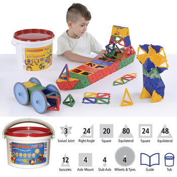 POLYDRON, Mighty Tub with FREE Midi Tub, Pack of 223 + 80 FREE pieces