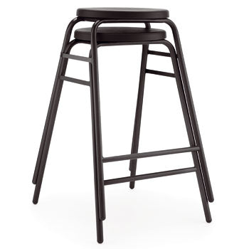ROUND TOP STOOL, BLACK FRAME, 430mm Seat height, Blue Top