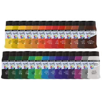 PAINT, ACRYLIC, DALER ROWNEY SYSTEM 3, Individual Colours, Mars Black, 500ml