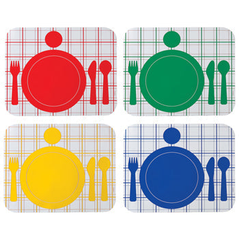 COLOUR CODED PLACE MATS, Age 1+, Set of 4