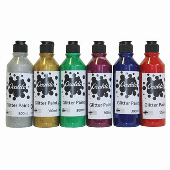 GLITTER PAINT, Set of 6 x 300ml