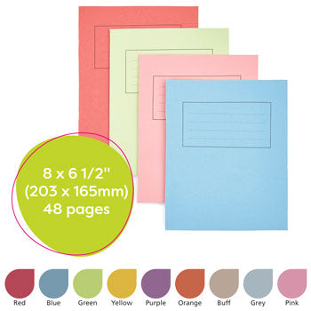 EXERCISE BOOKS, MANILLA COVERS, 8 x 61/2'' (203 x 165mm), 48 pages, Blue, 8mm ruled with margin, Pack of 100