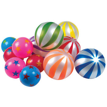 VINYL BALLS, STARS & STRIPES PLAY BALLS, Pack of 12