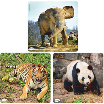 WASHABLE PLASTIC ANIMAL PUZZLES, Age 3+, Set of 3