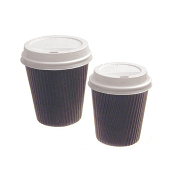 HOT DRINKS CUPS, Black Ripple, Lids, Sip Through, 12oz (341ml), Case of 1000