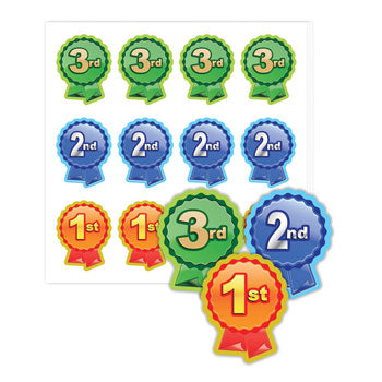 1st, 2nd & 3rd PLACE ROSETTE STICKERS, Pack of 120