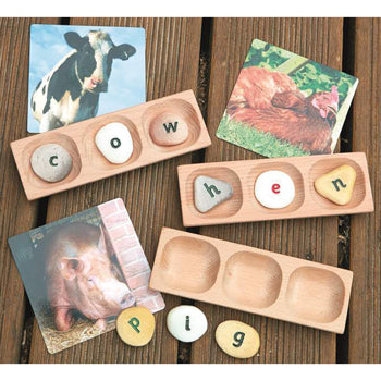 WORD-BUILDING TRAYS, 3 Pebble, Age 18 months +, Set of 6