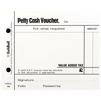 PETTY CASH VOUCHER PAD, Pack of 5