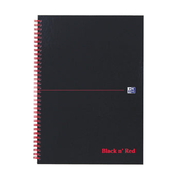 WIREBOUND NOTEBOOK, Black 'N' Red, Laminated Hardback, A4, Each