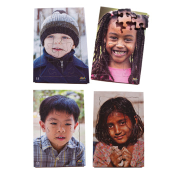 CHILDREN OF THE WORLD PUZZLES, Wooden, Set of 4