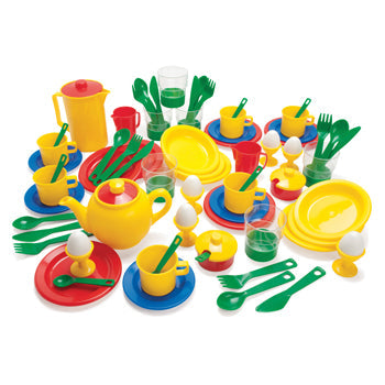 PLASTIC BREAKFAST/DINNER SET, Age 3+, Set of 72 pieces