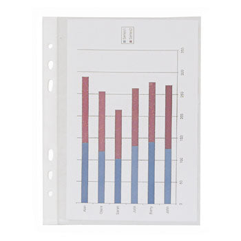 PUNCHED PRESENTATION POCKETS, EMBOSSED CLEAR - OPEN AT TOP, Medium Weight, A5 (45 Microns Thick), Pack of 100