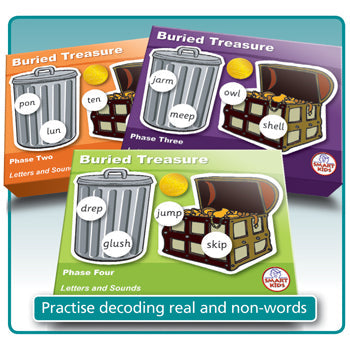 SMART PHONICS, BURIED TREASURE GAME SET, Phases 2, 3 and 4, Set of 3