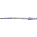PENS, BALLPOINT, STANDARD BARREL - MEDIUM TIP, BiC(R) Round Stic(TM) Grip, Purple, Box of 40