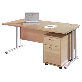 FAST TRACK, SELF ASSEMBLY RANGE, DESKS & STORAGE BUNDLE DEALS, Rectangular Desk & 2 Drawer Unit Bundle, 1600mm width, White