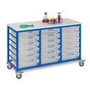 METAL FRAME TRAY UNITS, MOBILE TRAY UNITS, 3 Column, For 18 Trays, Cool Blue