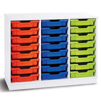 PREMIUM TRAY STORAGE, 3 COLUMN 24 SHALLOW TRAY UNIT, Grey