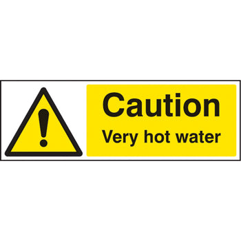 SAFETY SIGNS, SELF-ADHESIVE, Caution Very hot water, 300 x 100mm, Each